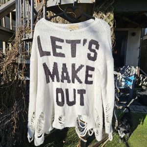 Wildfox let's make out white label sweater